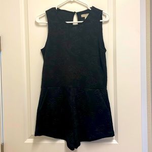 Romper black textured comfy small open slit back